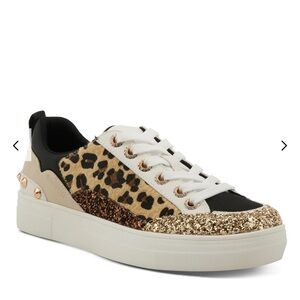 Patrizia Spring Step Leopard and Gold Glitter Sneakers